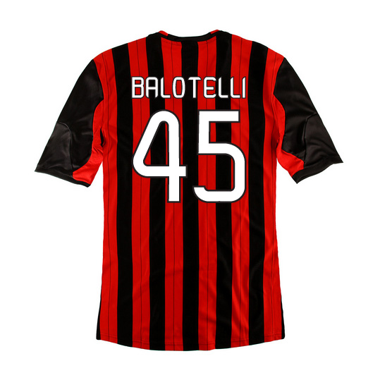 13-14 AC Milan Home #45 Balotelli Soccer Jersey Shirt - Click Image to Close